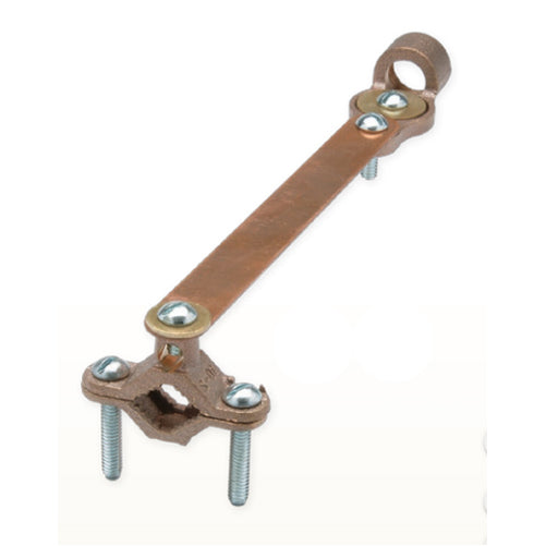 Penn Union Bronze Ground Clamp For Rigid Conduit With Copper Strap 8 Sol. To 4 Str. Copper 1/2 Inch To 1 Inch Water Pipe (KLS0)