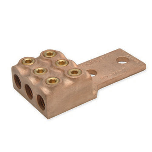Penn Union Bronze Vi-Tite Terminal Lug For Three Copper Conductors - Two Hole Tongue 3/0 Str. To 350 Kcmil (VVL321782)