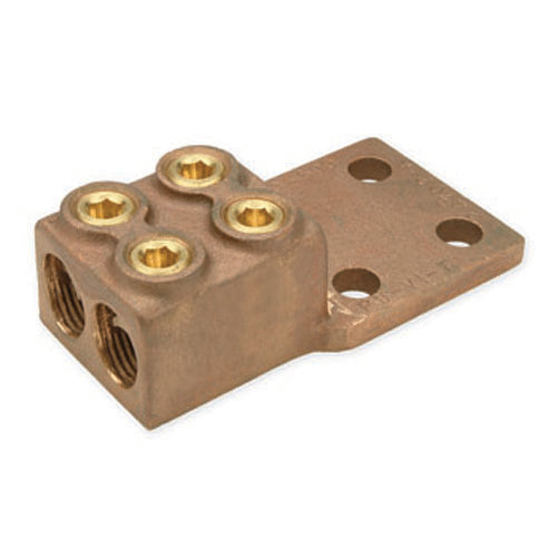 Penn Union Bronze Vi-Tite Terminal Lug For Two Copper Conductors - Four Hole Tongue 3/0 Str. To 350 Kcmil (VVL221917/21918)