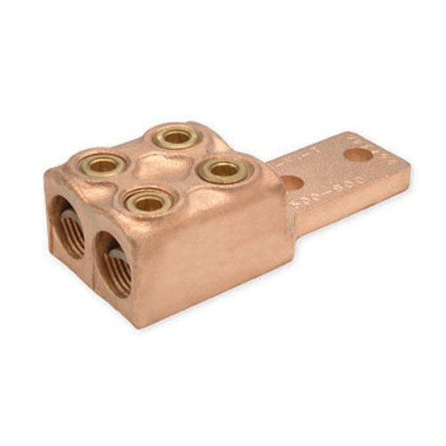 Penn Union Bronze Vi-Tite Terminal Lug For Two Copper Conductors Two Hole Tongue 300 Kcmil To 500 Kcmil (VVL221785)