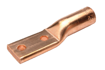Penn Union Copper Compression Lug Heavy-Duty Long Barrel Two-Hole Tongue Closed Transition 250 kcmil Tin Plated 1/0 Str. Conductor Size (HBBLU1/0DGNDTN)