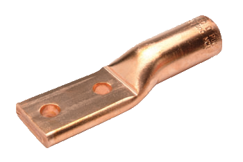 Penn Union Copper Compression Lug Heavy-Duty Long Barrel Two-Hole Tongue Closed Transition 250 kcmil Tin Plated 2/0 Str. Conductor Size (HBBLU2/0DGNDTN)