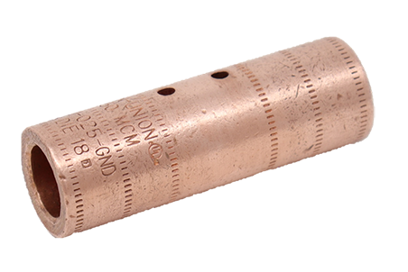 Penn Union Copper Compression Splice Long Barrel 250 kcmil Tin Plated 1/0 Str. Conductor Size (HBCU1/0GNDTN)