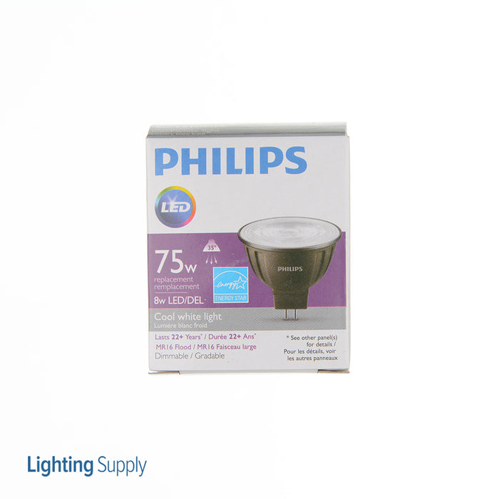 Philips Dimmable 8W 4000K 35° MR16 LED Bulb, GU5.3 Base, Enclosed Fixture  Rated, 8MR16/LED/840/F35/DIM 12V 10/1FB