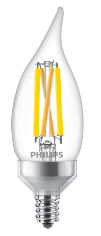 Philips 6.6BA11/PER/UD/CL/G/E12+E26/WGD 3PF T20 564492 LED BA11 Lamp 6.6W 120V 2200K-2700K Warm Glow 700Lm 300 Degree Beam 95 CRI Clear (929002986603)