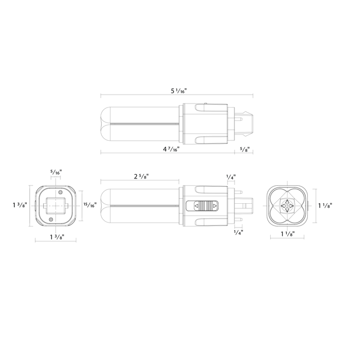 RAB LED PLC Omnidirectional Lamp GX32D Base 5.5W CCT Selectable 2700K/3000K/3500K/4000K 120-277V Type A/B (PLC-5-O-8FA-HYB-G24D)
