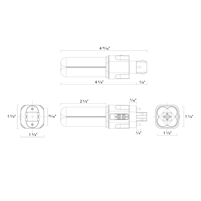 RAB LED PLC Omnidirectional Lamp GX23 Base 5.5W CCT Selectable 2700K/3000K/3500K/4000K 120-277V Type A/B (PLC-5-O-8FA-HYB-GX23)