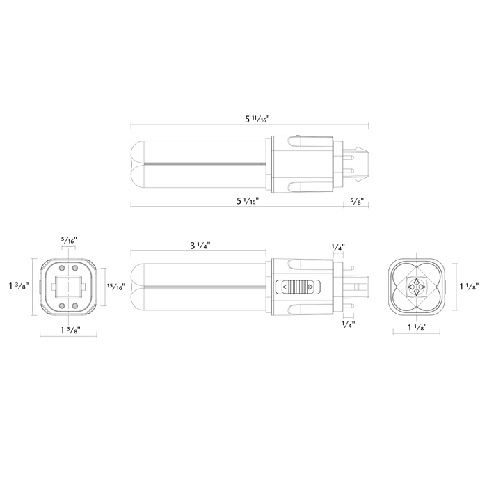 RAB LED PLC Omnidirectional Lamp G24Q Base 7W CCT Selectable 2700K/3000K/3500K/4000K 120-277V Type A/B (PLC-7-O-8FA-HYB-G24Q)