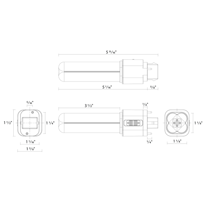 RAB LED PLC Omnidirectional Lamp GX32D Base 7W CCT Selectable 2700K/3000K/3500K/4000K 120-277V Type A/B (PLC-7-O-8FA-HYB-GX32D)