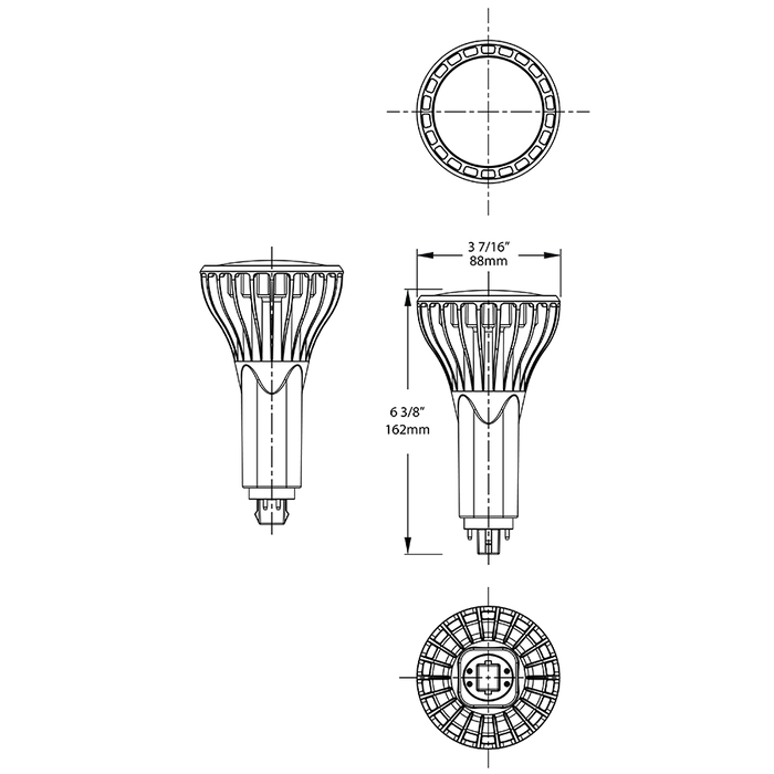 RAB LED PLT Vertical 17W 2000Lm G24q Base 80 CRI 3000K Ballast Compatible (PLT-17-V-830-DIR)