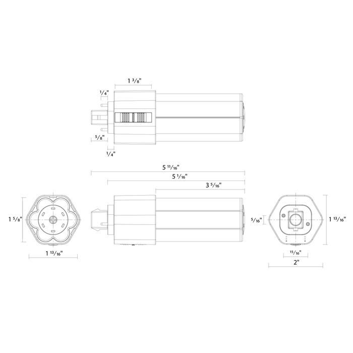 RAB 9W LED PLT Triple Tube GX24d Base CCT Selectable 2700K/3000K/3500K/4000K 120-277V Type B (PLT-9-O-8FA-BYP)