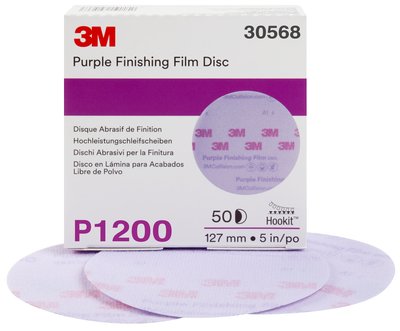 3M - 30568 Hookit Purple Finishing Film Abrasive Disc 260L 30568 5 Inch P1200 (7100122805)