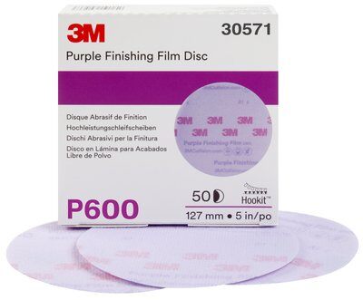 3M - 30571 Hookit Purple Finishing Film Abrasive Disc 260L 30571 5 Inch P600 (7100122801)