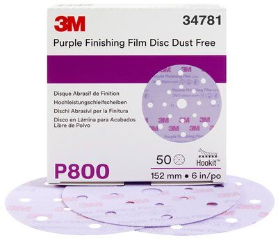 3M - 34781 Hookit Purple Finishing Film Abrasive Disc 260L 34871 6 Inch Dust Free P800 (7100122797)