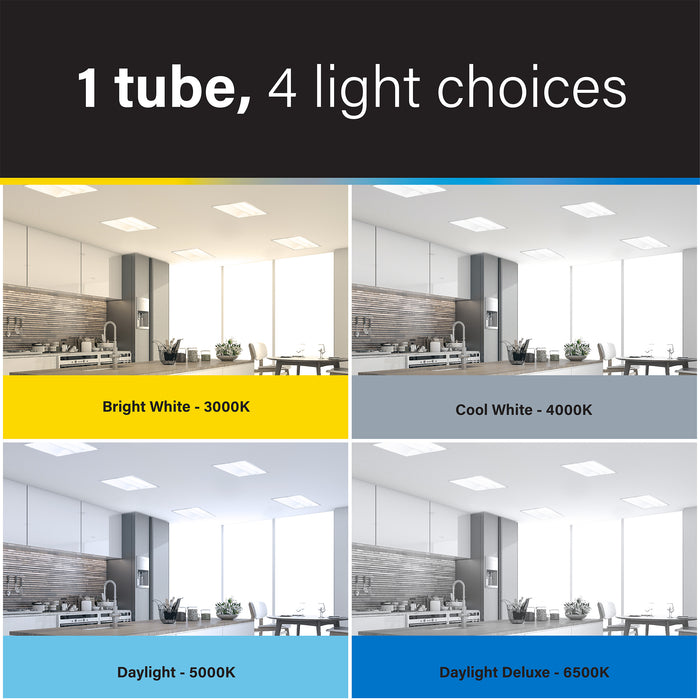 Feit Electric 4 Foot 18W [32W Equivalent] Selectable White G13 Base T8 Direct Replacement And Ballast Bypass Type AB Linear LED Tube 2-Pack (T4815/4CCT/AB/LED/2)