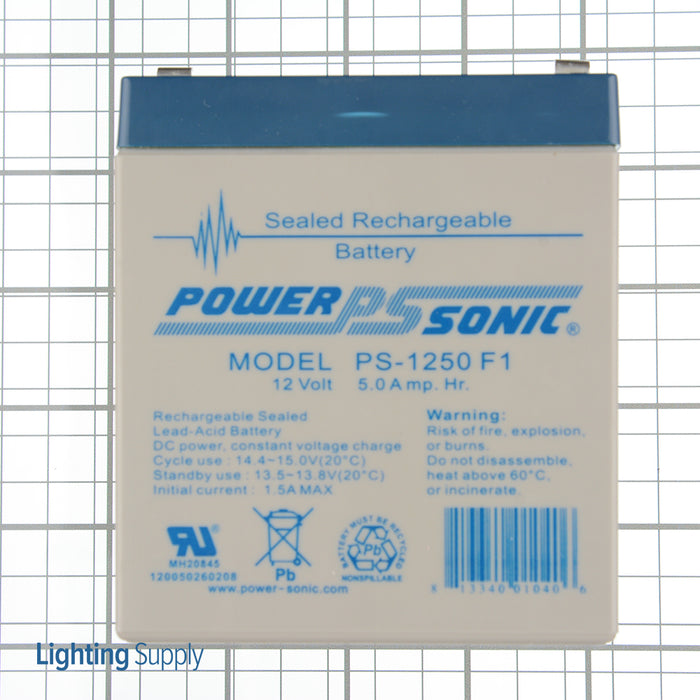 Power-Sonic 12V 5.0 Amp Hour Emergency Battery (PS-1250 F1)