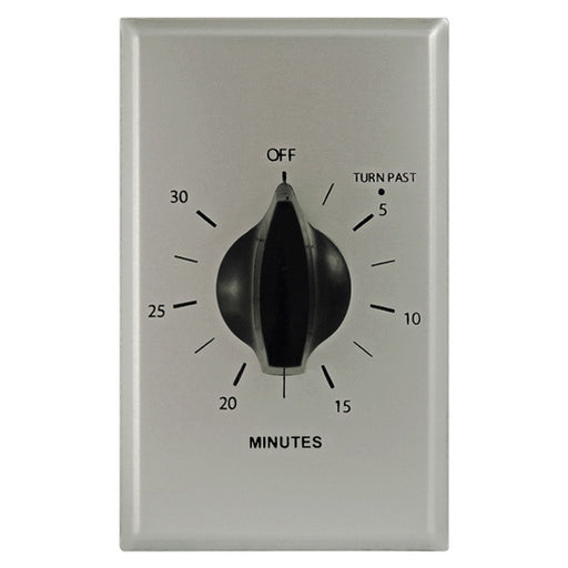 Precision Commercial Grade Spring Wound Timer-0-30 Minute Cycle-SPST-Brushed Aluminum (PM30M)