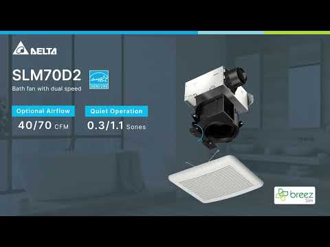 Delta Breez Low Noise Ceiling/Wall Mount Ventilating Fan 70 Cfm With Dual Speed 13.1W 2 Sones (SLM70D2)