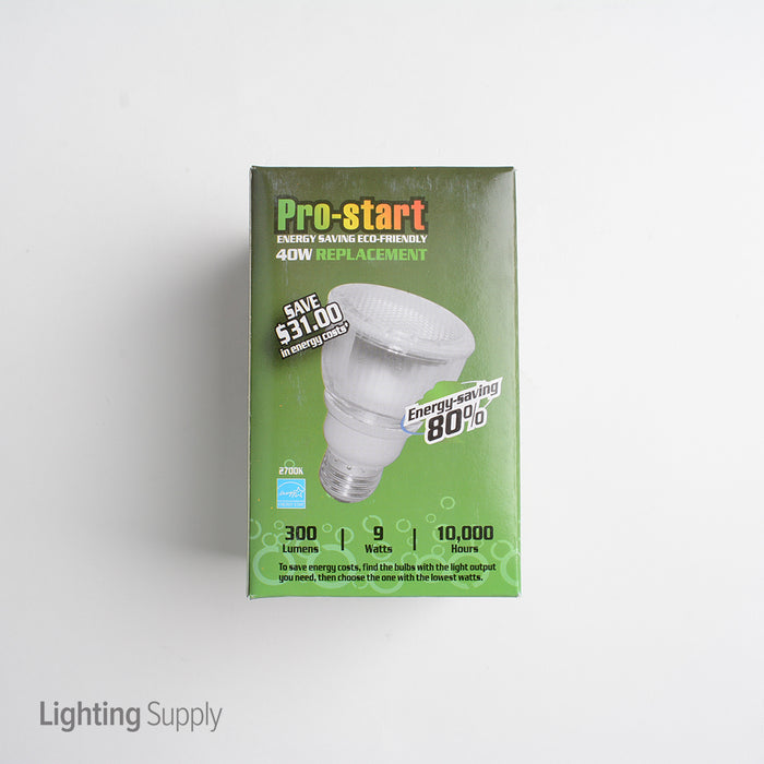 Pro-Start 9W PAR20 Compact Fluorescent 2700K 120V 82 CRI Medium E26 Base Reflector Bulb (ESPAR20-9W-WW)