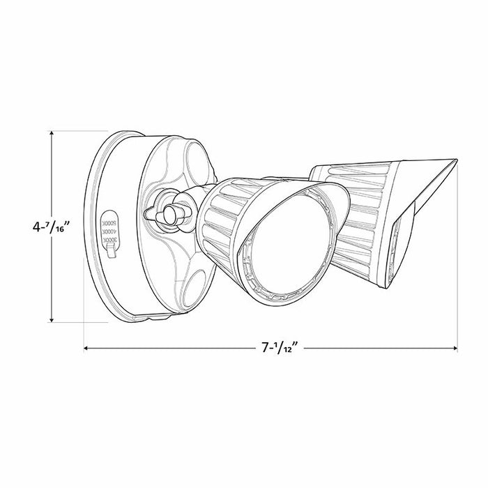 Westgate Manufacturing 20W 3 CCT 3000K/4000K/5000K White 2-Heads Dimmable Security/Wall Light No Sensor (SL-20W-MCT-WH-D)