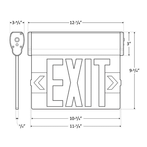 Westgate Manufacturing Edge-Lit Exit Sign Aluminum Housing Single-Face Clear Panel Green Letters White Housing (XT-EL1GCA-EM-WH)