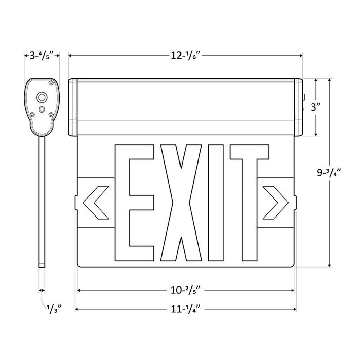 Westgate Manufacturing Edge-Lit Exit Sign Aluminum Housing Single-Face Clear Panel Red Letters White Housing (XT-EL1RCA-EM-WH)