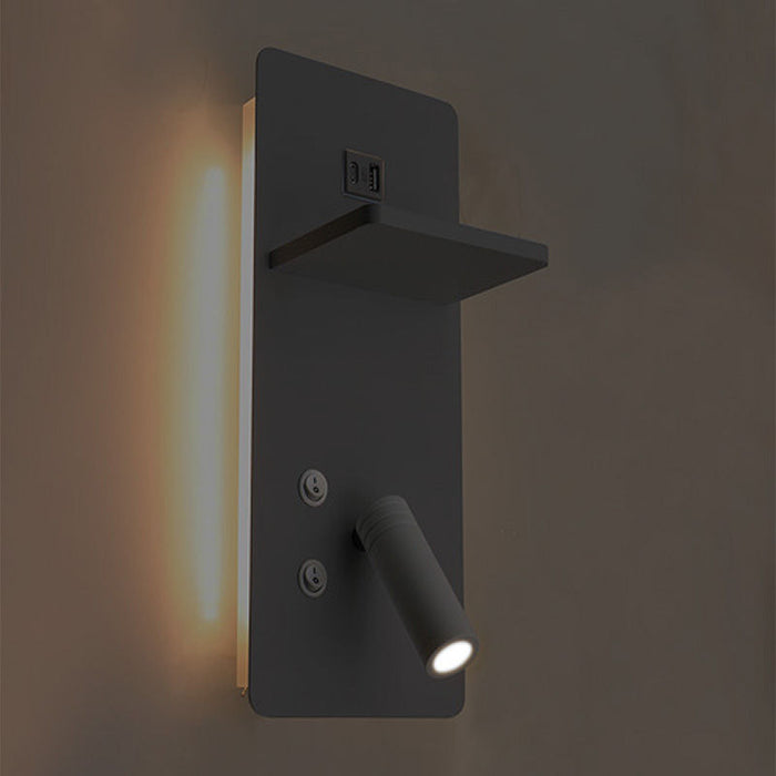 Westgate Manufacturing Bedside Reading Light Surface Vertical 3W 7W Night Light USB2 USBC 3000K Black (BRL-SV-BK)