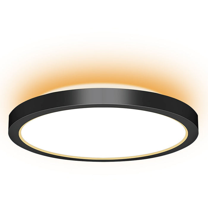 Westgate Manufacturing 12 Inch Flush-Mount Light With Uplight CCT Selectable 2700K/3000K/3500K/400K/5000K 20W/1600Lm Down Light 5W/400Lm Up Light Black (FMLU-R12-MCT5-BK)