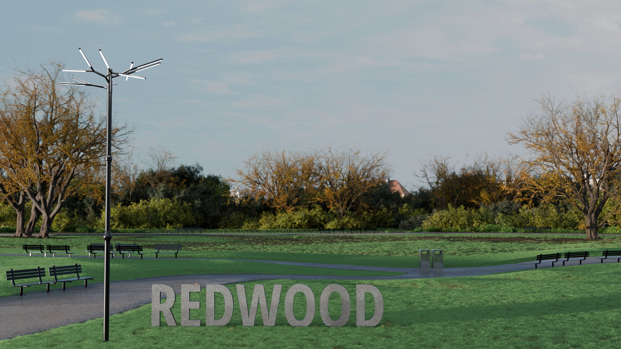 Westgate Manufacturing Tree Of Light A Natural Designer Light Structure For Open Areas 275W CCT Selectable 3000K/4000K/5000K Black (TOL-REDWOOD-BK)