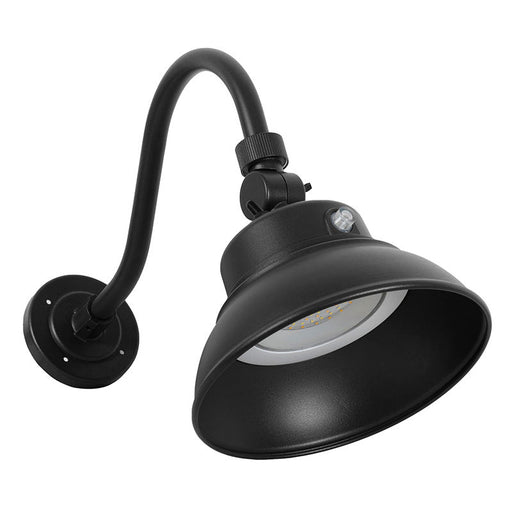 Westgate Manufacturing 10 Inch 25W Gooseneck Barn Light CCT Selectable 3000K/4000K/5000K 120-277V 0-10V Dimming Photocell Black (GNB-25W-MCT-BK-P)