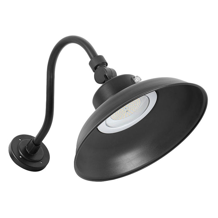 Westgate Manufacturing 14 Inch 40W Gooseneck Barn Light CCT Selectable 3000K/4000K/5000K 120-277V 0-10V Dimming Photocell Black (GNB-40W-MCT-BK-P)