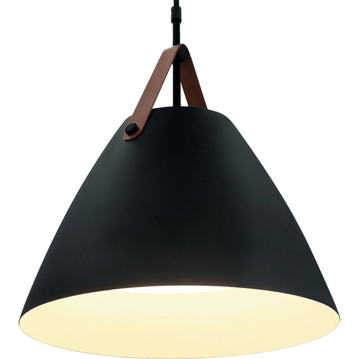 Westgate Manufacturing 14 Inch Nordic Design Pendant With Leather Strap 4 Foot Suspended Cord 25W 1400Lm CCT Selectable 2700K/3000K/3500K/4000K/5000K 90 CRI Black (LCFN-MCT5-BK)