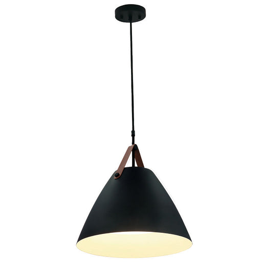 Westgate Manufacturing 14 Inch Nordic Design Pendant With Leather Strap 4 Foot Suspended Cord 25W 1400Lm CCT Selectable 2700K/3000K/3500K/4000K/5000K 90 CRI Black (LCFN-MCT5-BK)