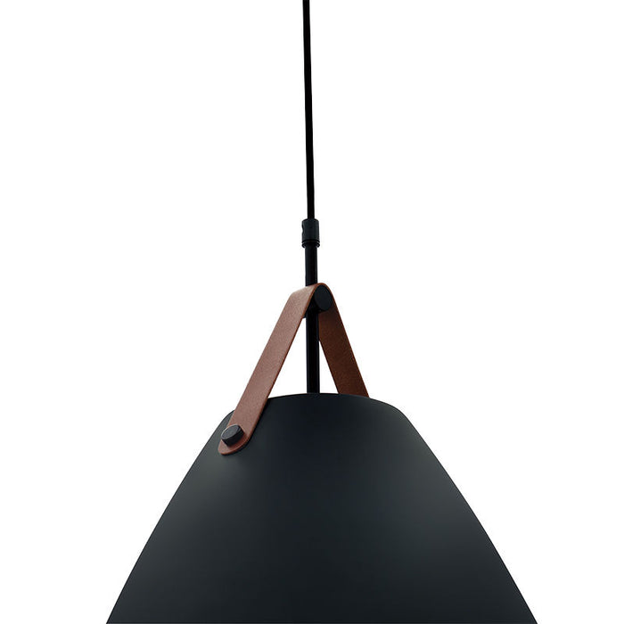 Westgate Manufacturing 14 Inch Nordic Design Pendant With Leather Strap 4 Foot Suspended Cord 25W 1400Lm CCT Selectable 2700K/3000K/3500K/4000K/5000K 90 CRI Black (LCFN-MCT5-BK)