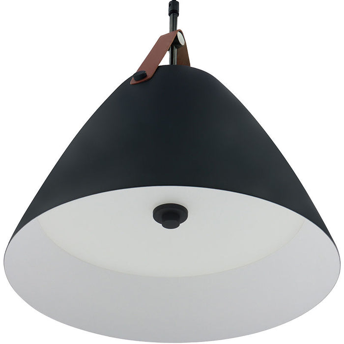 Westgate Manufacturing 14 Inch Nordic Design Pendant With Leather Strap 4 Foot Suspended Cord 25W 1400Lm CCT Selectable 2700K/3000K/3500K/4000K/5000K 90 CRI Black (LCFN-MCT5-BK)