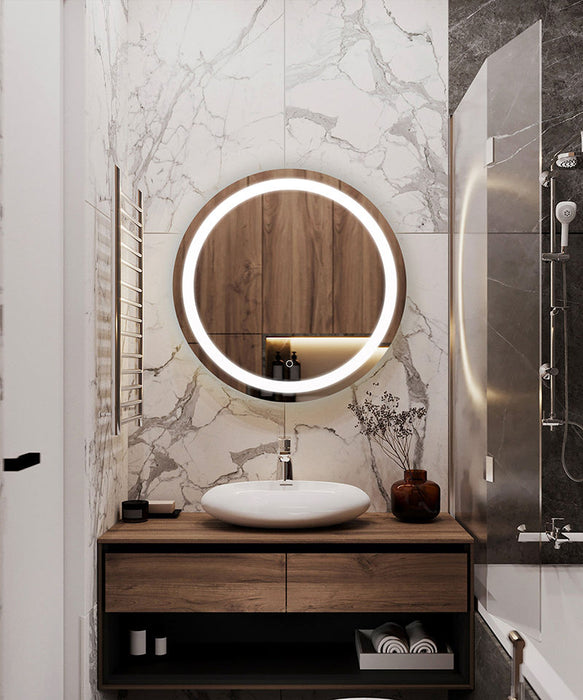 Westgate Manufacturing 40 Inch Round LED Mirror CCT Selectable 3000K/4500K/6500K 120V 90 CRI Dimmable With Defogger (LMIR-18R-40D-MCT-DF)