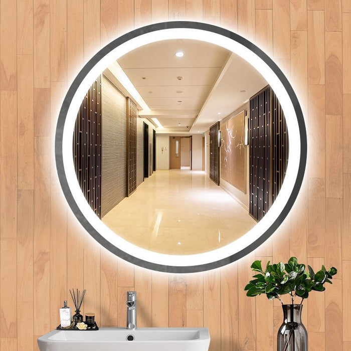 Westgate Manufacturing 32 Inch Round LED Mirror CCT Selectable 3000K/4500K/6500K 120V 90 CRI Dimmable With Defogger (LMIR-18R-32D-MCT-DF)