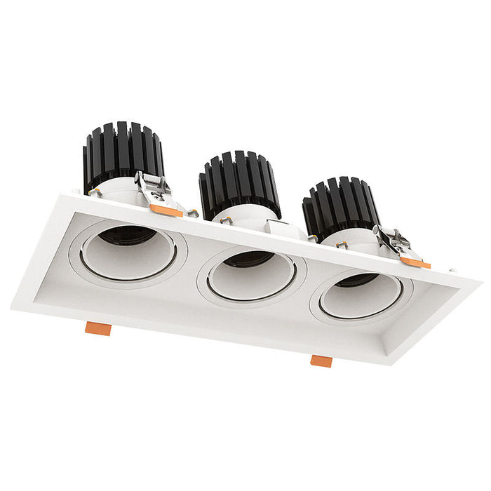 Westgate Manufacturing LED Recessed Light With 3 Slot White Trim 30W 2100Lm CCT Selectable 2700K/3000K/3500K/4000K/5000K 120V White (LRD-10W-MCT5-WTM3-WH)