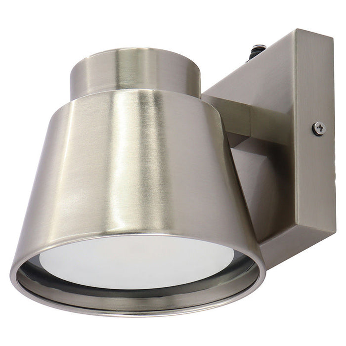 Westgate Manufacturing Mini Cone Outdoor Wall Light 10W CCT Selectable 2700K/ 3000K/3500K/4000K/5000K Dimmable With Photocell Brushed Nickel (LRS-MC-MCT5-P-BN)