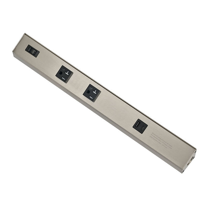 Westgate Manufacturing 36 Inch Angled 4-Receptacle 2 USB 20A Power Strip Brushed Nickel (PSA-36-4R-2U-BN)