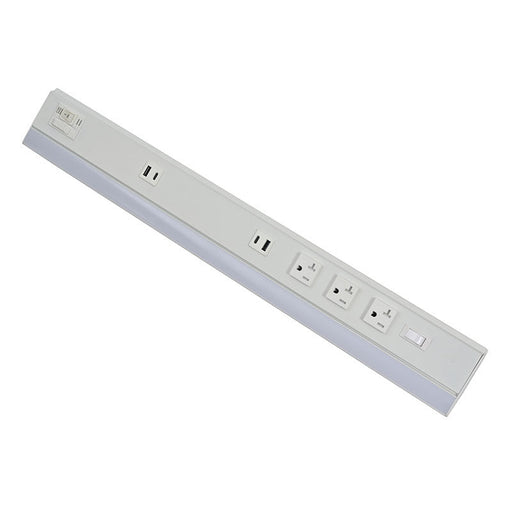 Westgate Manufacturing 42 Inch Angled 4-Receptacle Power Strip And Undercabinet Light 20A 1275Lm 90 CRI CCT Selectable 2700K/3000K/3500K/4000K/5000K White (PSAL-42-4R-MCT5-WH)