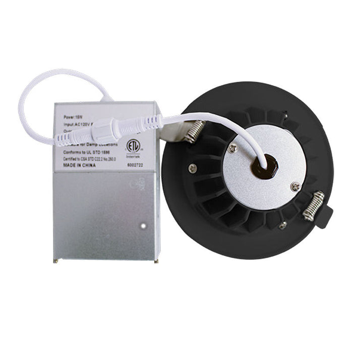 Westgate Manufacturing Snap-In 2 Inch Round Recess Light 9W CCT Selectable 2700K/3000K/3500K/4000K/5000K 600Lm 90 CRI Dimmable Smooth/Baffle Black (RDL2S-SB-MCT5-BK)