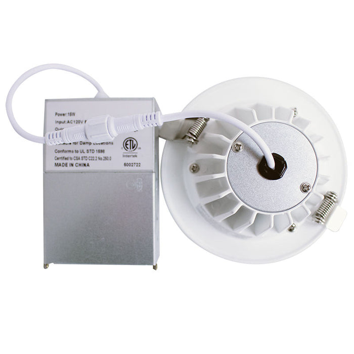 Westgate Manufacturing Snap-In 4 Inch Recessed Light 15W CCT Selectable 1200Lm 90 CRI Dim Smooth/Baffle White (RDL4S-SB-MCT5-WH)