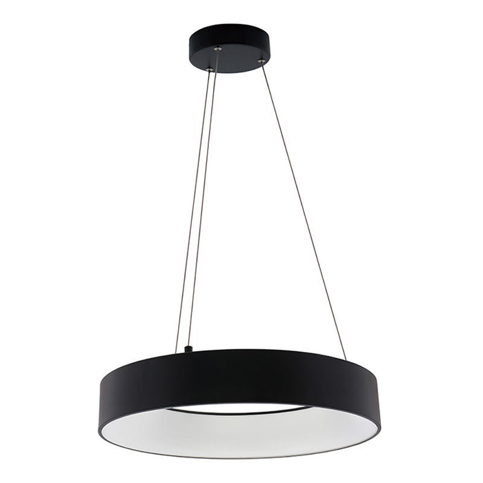 Westgate Manufacturing 18 Inch Hollow Circle Pendant With Uplight 30W CCT Selectable 2700K/3000K/3500K/400K/5000K 10 Foot Cables Triac/0-10V Dimming 90 CRI Black (SCRH-UD-18-MCT5-DD-BK)
