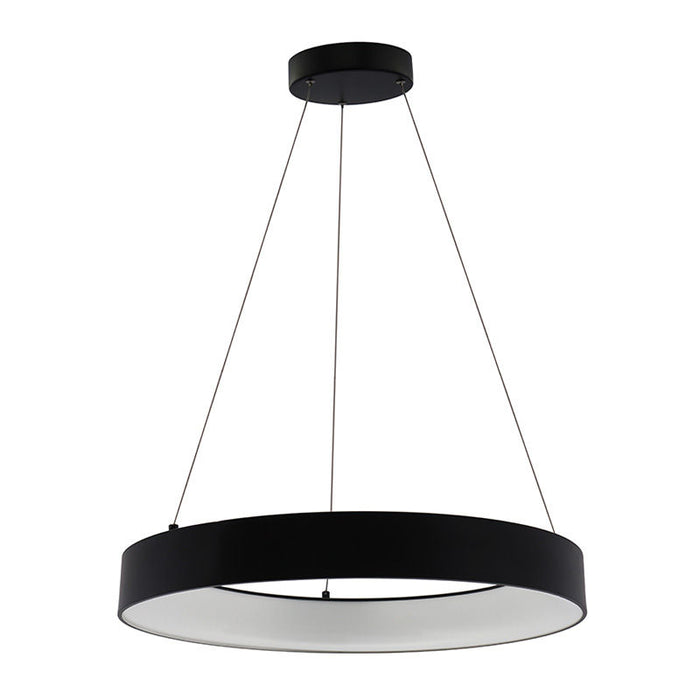Westgate Manufacturing 24 Inch Hollow Circle Pendant With Uplight 40W CCT Selectable 2700K/3000K/3500K/400K/5000K 10 Foot Cables Triac/0-10V Dimming 90 CRI Black (SCRH-UD-24-MCT5-DD-BK)