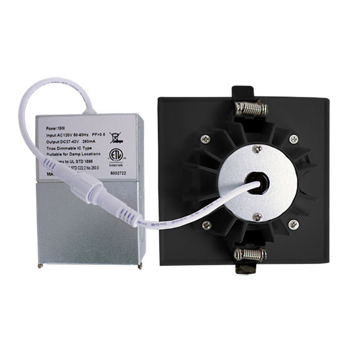 Westgate Manufacturing Snap-In 2 Inch Square Recess Light 9W CCT Selectable 2700K/3000K/3500K/4000K/5000K 600Lm 90 CRI Dimmable Smooth/Baffle Black (SDL2S-SB-MCT5-BK)