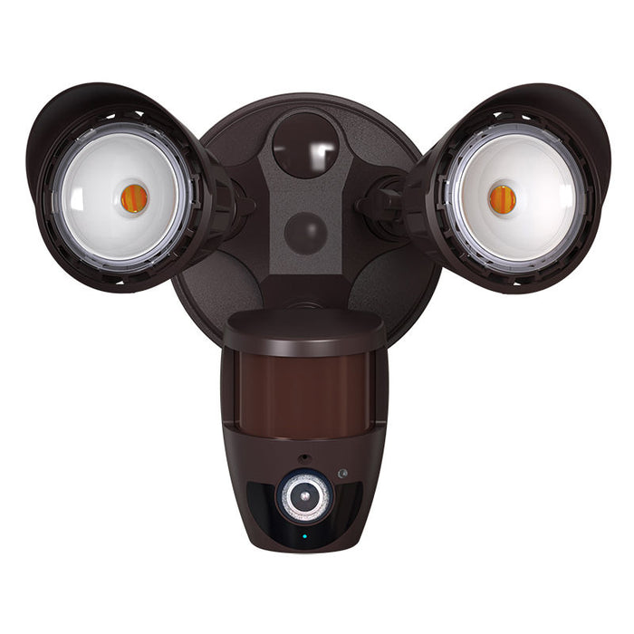 Westgate Manufacturing 2-Head 20W CCT Selectable 3000K/4000K/5000K Security Light With Camera WG App Bronze (SL-20W-MCT-BR-CAM)