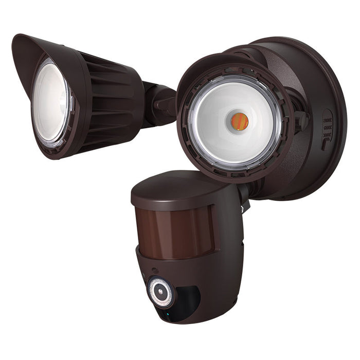 Westgate Manufacturing 2-Head 20W CCT Selectable 3000K/4000K/5000K Security Light With Camera WG App Bronze (SL-20W-MCT-BR-CAM)