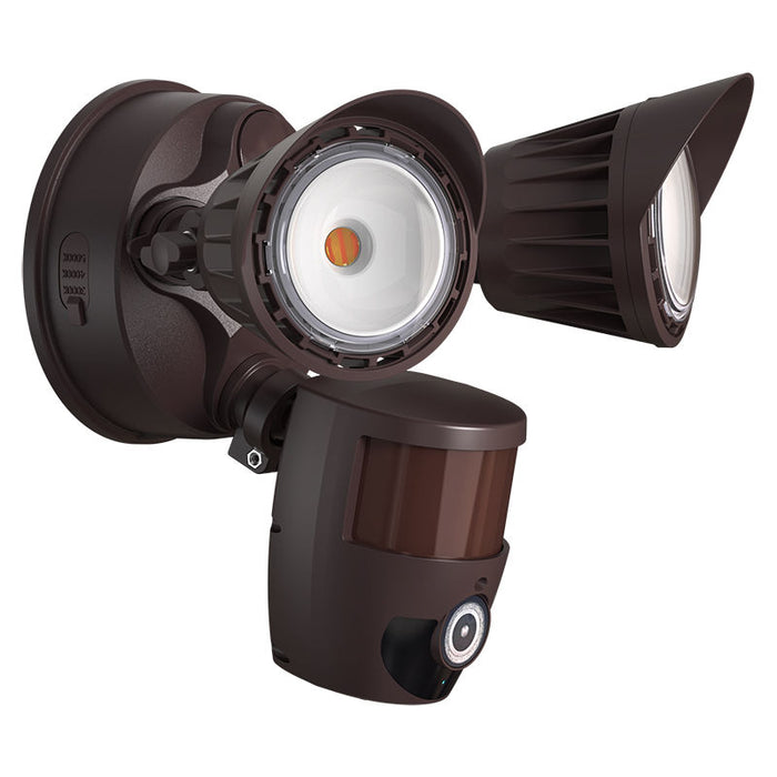 Westgate Manufacturing 2-Head 20W CCT Selectable 3000K/4000K/5000K Security Light With Camera WG App Bronze (SL-20W-MCT-BR-CAM)