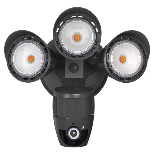 Westgate Manufacturing 3-Head 30W CCT Selectable 3000K/4000K/5000K Security Light With Camera WG App Black (SL-30W-MCT-BK-CAM)